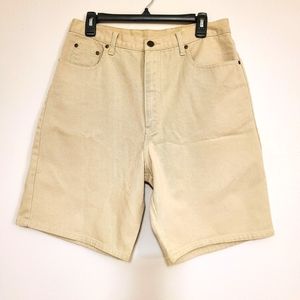 Eddie Bauer Loose Fit Denim Beige Modest Plus Size Jean Shorts Size 14